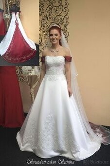 SVATEBNÍ ŠATY S BAREVNOU VLEČKOU vel.38