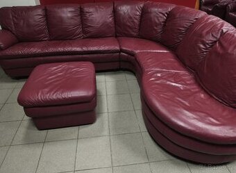 Kožená rohová sedací souprava - jak NOVÁ, TOP STAV