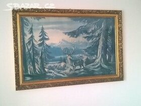 Nabízím krásný velký obraz Jelen v lese.