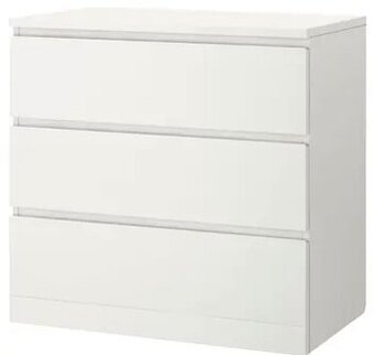 Nepouzita Ikea Komoda MALM se 3 zásuvkami, bílá