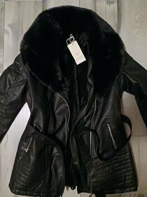 Zimní koženková bunda, křivák, parka - 1