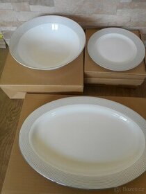 Kostní kvalitní porcelán - mísa, talíře - 1