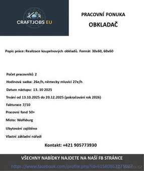 PRACOVNÍ NABÍDKA OBKLADAČ
