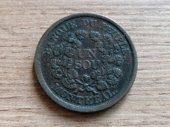 1 Sou 1838 Bas Canada koloniální mince Dolní Kanada token