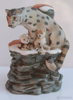 Porcelánová miniaturní karafa SKI COUNTRY Snow Leopard
