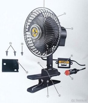 Oscilující ventilátor na 12V - skvělý do auta - 1