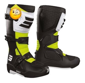 Boty na motorku Shot Race 4 černo-bílo-fluo žluté vel.47