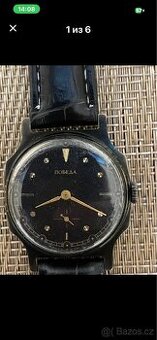 Hodinky Pobeda SSSR černý ciferník, originál vintage