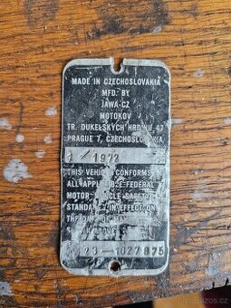 Štítek Jawa 23 a ČZ