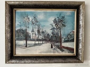 Dekorativní obraz podle Maurice Utrilla – pařížská ulice.