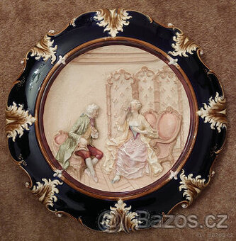 Kameninový talíř starožitný závěsný