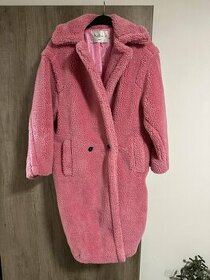 Plyšový růžový kabát vel. S - 1