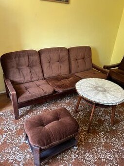 Retro dřevěná sedací souprava - 1