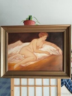 obraz LEŽÍCÍ DÍVKA, akt, olej, Karel Marhold 2012