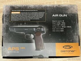 Vzduchová pistole Gletcher USA APS Stetschkin NBB kal.4,5 mm