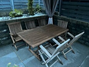 Zahradní nábytek teak - stůl + 8 židlí