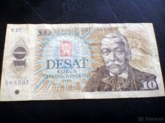 3 x bankovka 10 koruna 1986 serie V,P,J