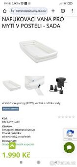 Nafukovací vana do postele pro dospělé.Nepoužitá.Plzeň