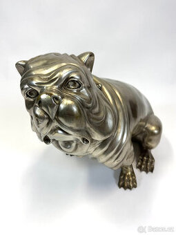 Velká mosazná socha anglického buldoka - UNIKÁTNÍ