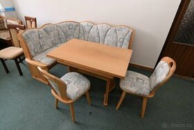 Rustikální rohová lavice +rozkládací stůl +2 židle - 1