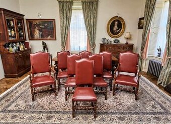 Sada 8 historických židlí ve stylu Ludvíka XIII. – masivní d
