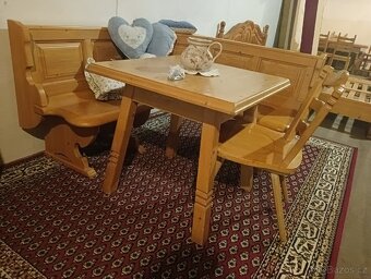 Selský jídelní roh stůl a židle,dovoz Alpy