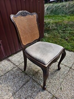 Starožitná židle s výpletem, pérová