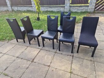 Jídelní židle 4 - 6 ks černé umělá kůže + potahy