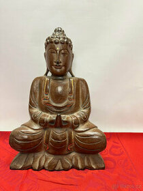 Starší dřevěná socha Budha Belgie 42cm - 1