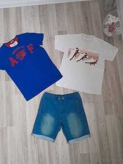 Nike, Abercrombie Fitch, trika, dínové šortky vel. 12 let