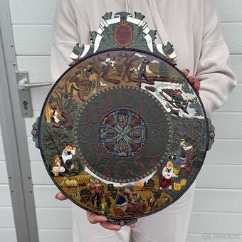 A velký malovaný hodinový ciferník měď