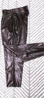 NOVÉ DÁMSKÉ ČERNÉ KALHOTY-KOŽENÝ EFEKT-PRUŽNÉ-vel.46