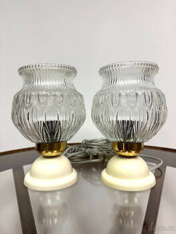 Stolní lampičky – lisované sklo, Československo, 70. léta