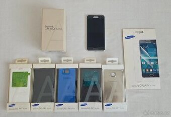 Samsung Galaxy Alpha + originální příslušenství (flip pouzdr
