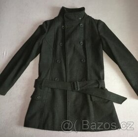 Tmavě šedý dámský podzimní/zimní kabát značky F&F vel. 34 - 1