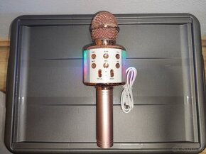 Bezdrátový nabíjecí svítící karaoke mikrofon s reproduktorem - 1