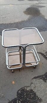 Retro servírovací stolek chrom