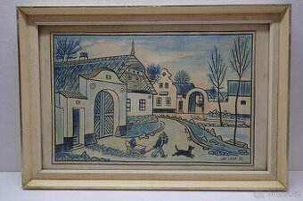 Josef Lada - náves - grafika 1933