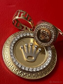 Zlato / zlatý přívěšek +prsten vzor diamant 14k