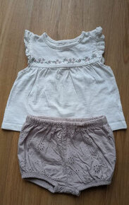 Set trička s výšivkou a šortek s madeirou, 3-6 měsíců