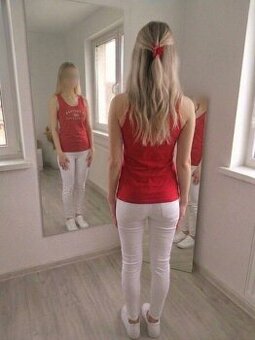 Dámský top / tílko červené barvy s potiskem - S-S/M-M