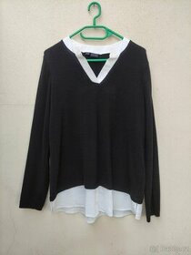 Černý svetr s košilovou vsadkou - 1