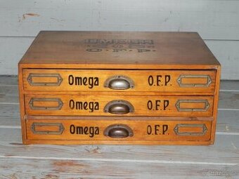 Stará šuplíková skříňka na nitě OMEGA O.F.P - 1