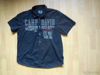pánská Camp David tm.modrá košile plátno kr.ruk 2XL-3XL