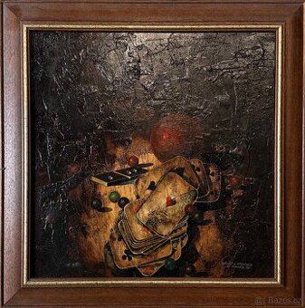 Jiří Moldřík, olejomalba "Zátiší s dominem"