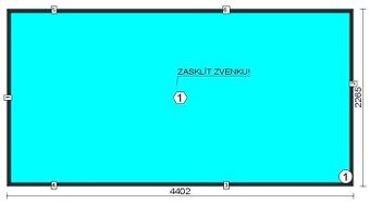 Pevné okno rohové okno 4400 x 2265