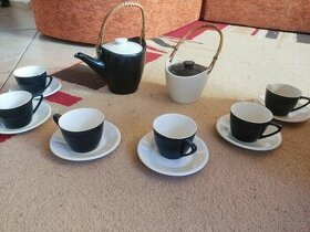 KERAMICKÁ ČAJOVÁ SOUPRAVA S PROUTĚNÝMI UCHY -KERAMO KOŽLANY