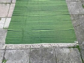 Vintage zeleno-černý vlněný koberec - 60 léta
