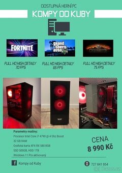 PRODÁNO PC i7 4790, 32GB RAM, RX 580 8GB, WIN 11, ZÁRUKA