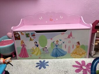 Lavička úložný box dřevěný princess princezny - 1